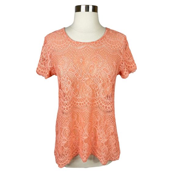 Maurices Coral Crochet Lace Blouse - Size Medium - Picture 1 of 5